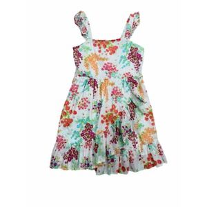 Janie and Jack Girls Floral Dress‎ Size 4 Cotton Ruffle Summer Spring